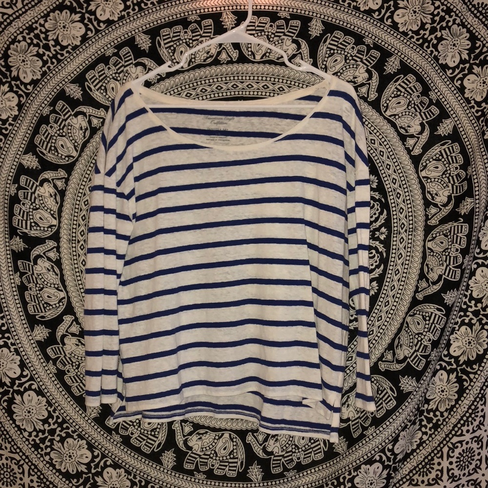 Blue and white striped long sleeve